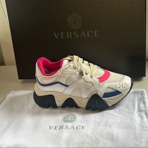 Versace Cream and Pink Chunky Sneakers
